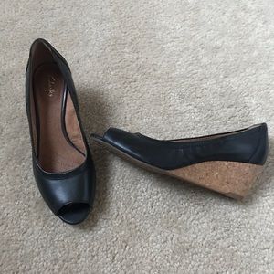 Black clarks wedges size 8